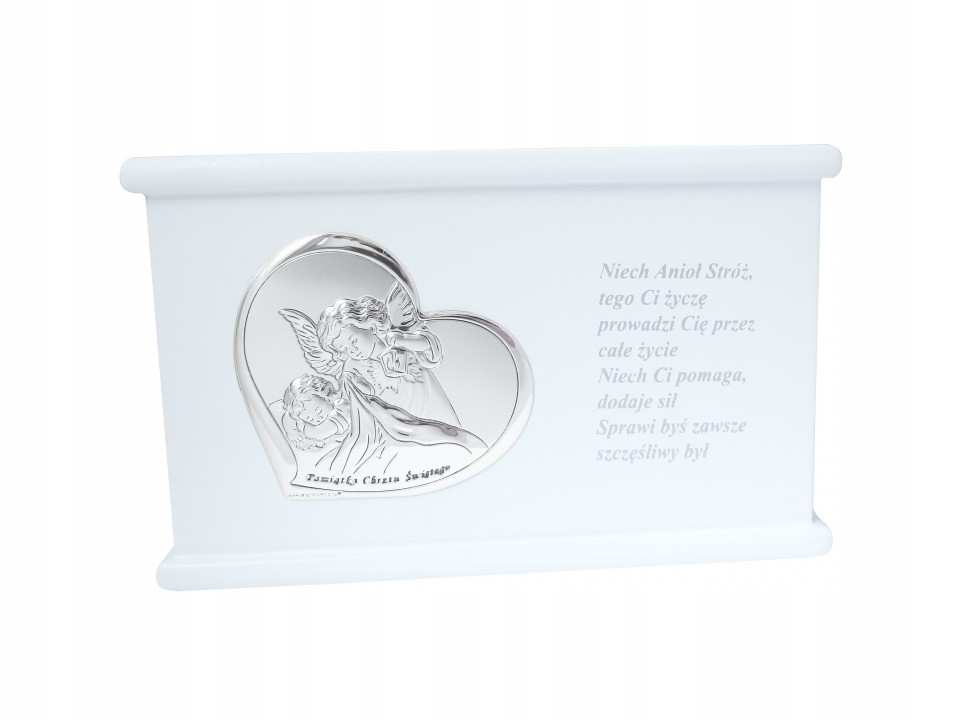 

Skarbonka serce aniołek biała Grawer Gratis!