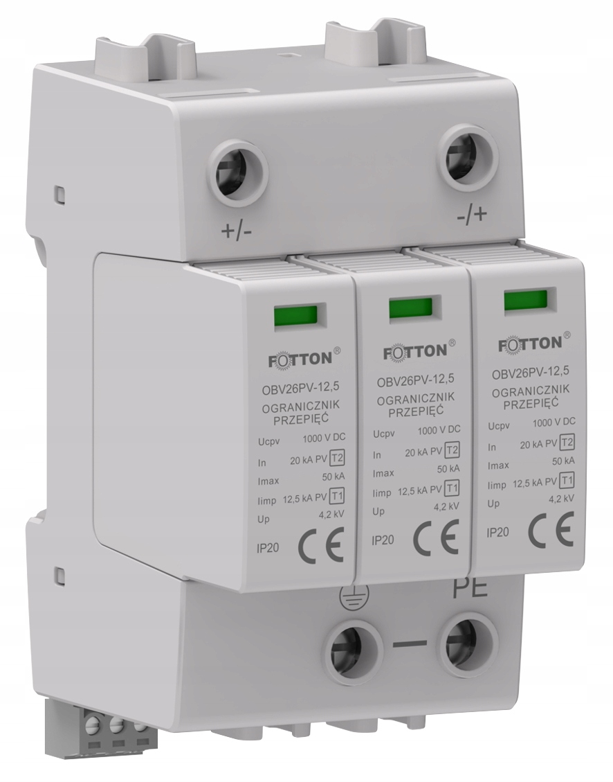 Fotovoltaický obmedzovač prepätia T1+T2 1000V OBV26 Pv B+c