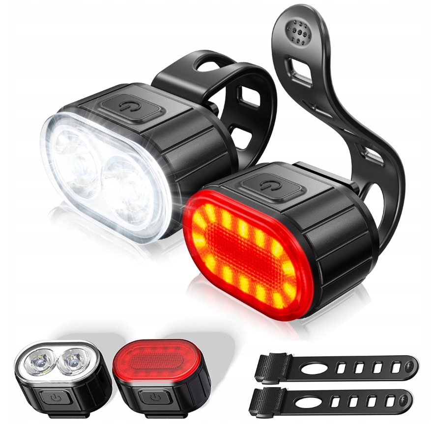 

Rowerowy Lampka Zestaw Przód+tył Światło Rower Usb