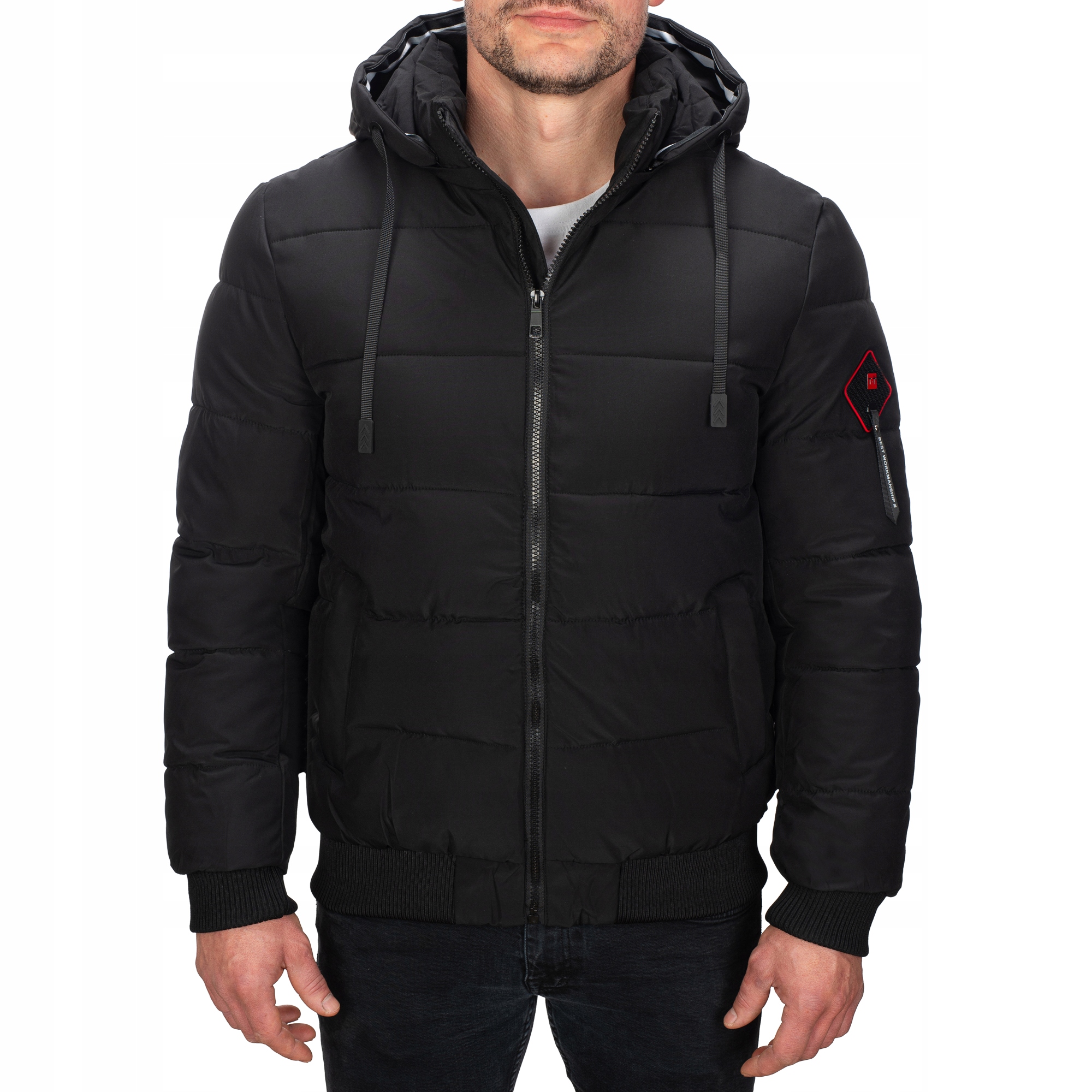 M5031-392 vel. S/48 Pánská Zimní Zateplená Prošívaná Bunda S Módní Značkou