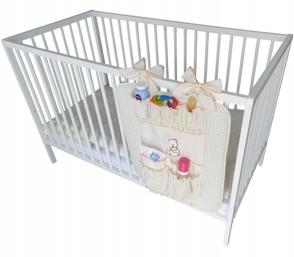 Przybornik na łóżeczko Organizer - Serce Ecru