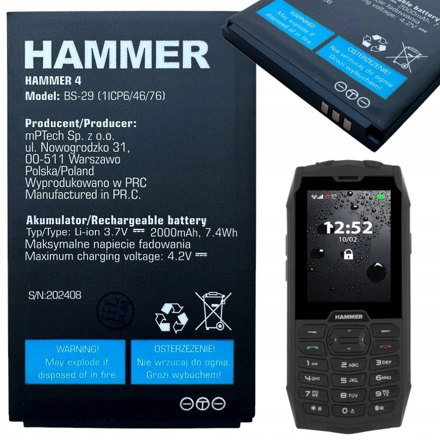 Bateria myPhone litowo-jonowa 2000 mAh do Hammer 4/4+