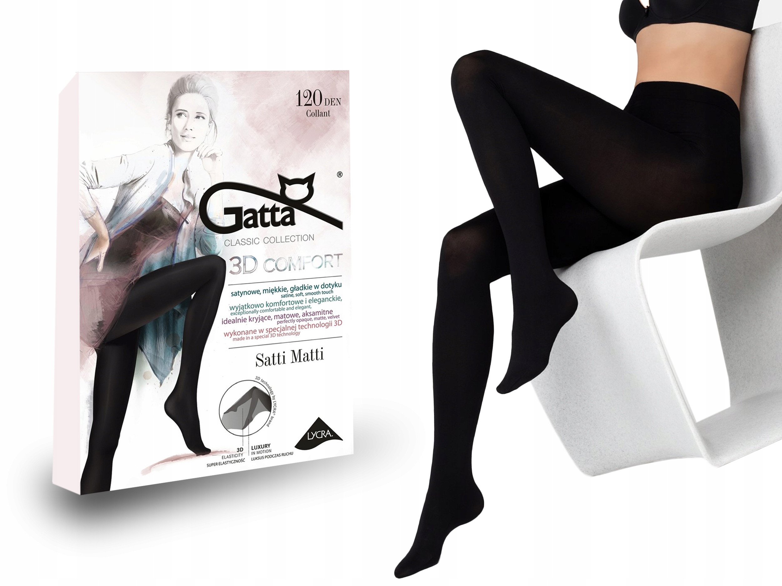 

Rajstopy Satti Matti Gatta, 120 den lycra nero 4-L