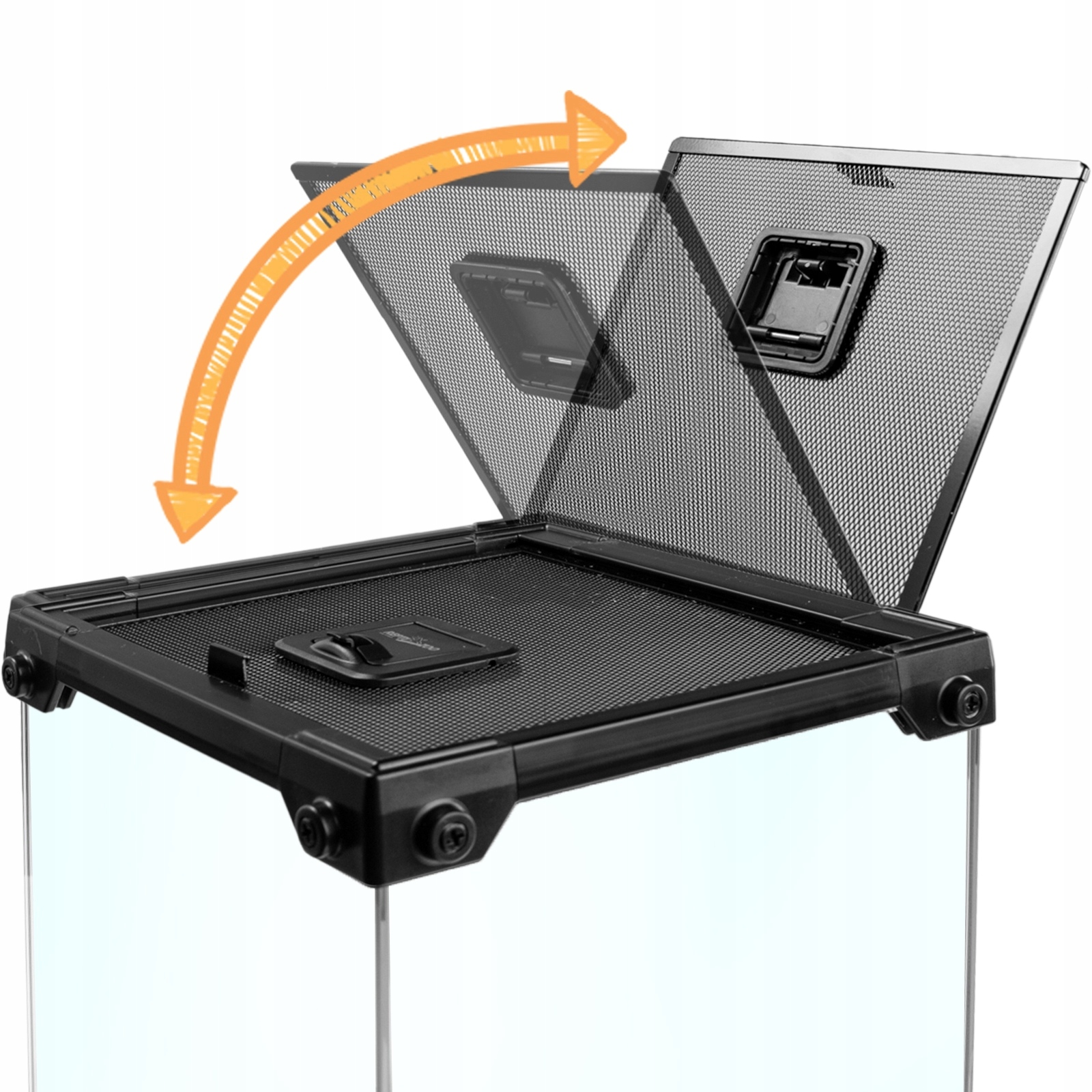 Levně Skleněné Terárium S Výklopnou Síťkou Horní Víko Krmítko NAK02B 20x20x20 cm