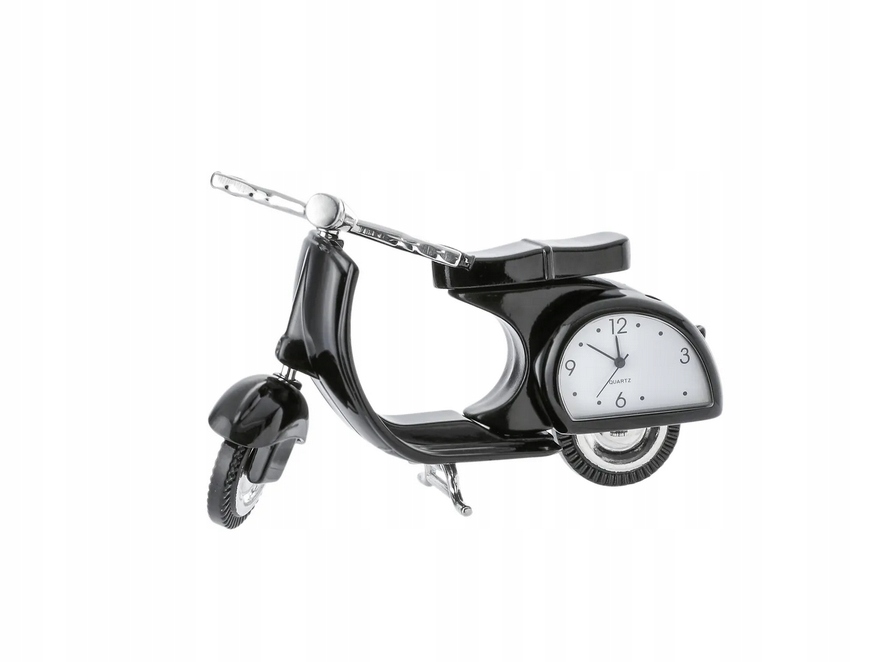 Hodinky skútr černý, kovový motor s hodinami, ozdoba, dekorace