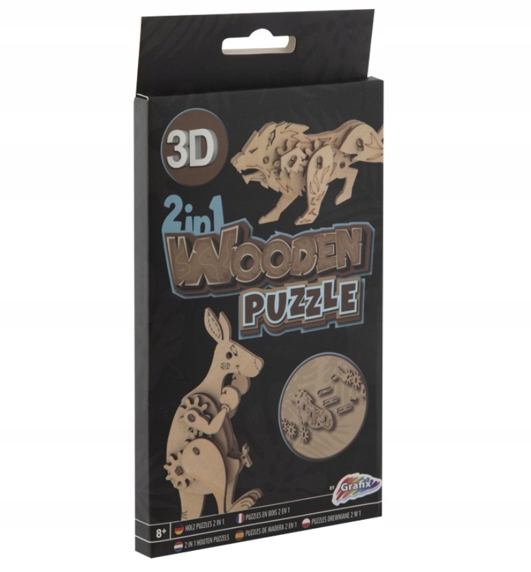 

Grafix 2w1 Drewniane puzzle 3D ze zwierzętami 10cm