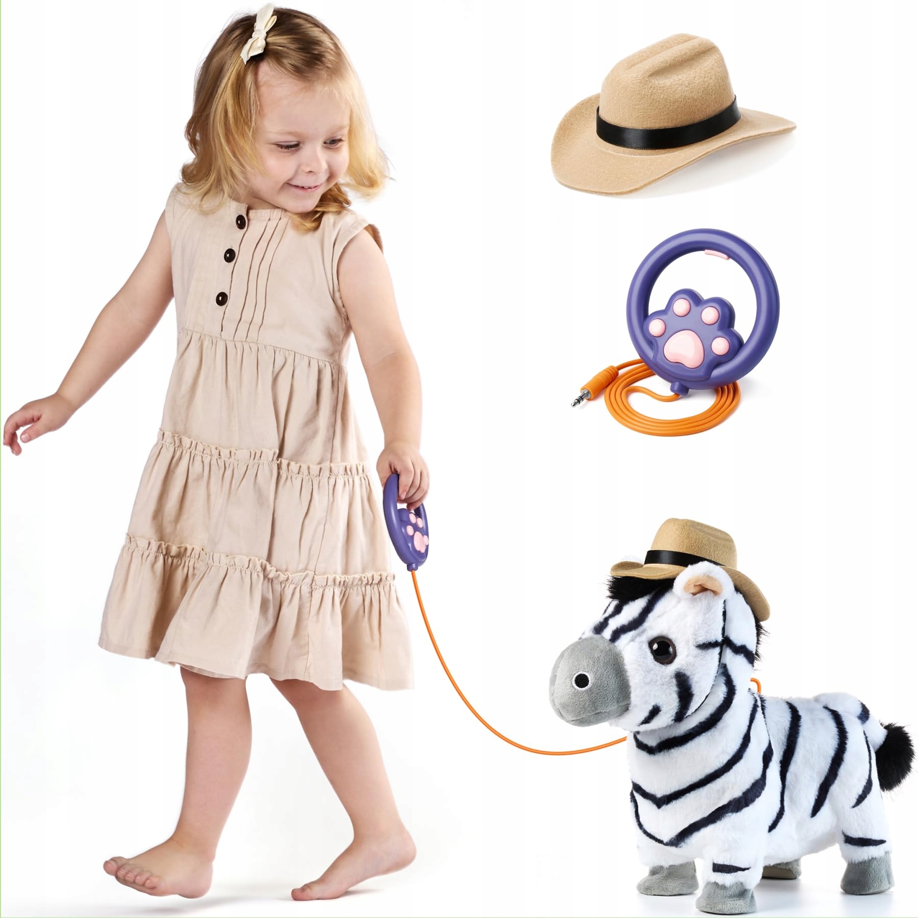 TUMAMA Sétáló Zebra Játék Éneklő Plüss Interaktív Sétáló ...