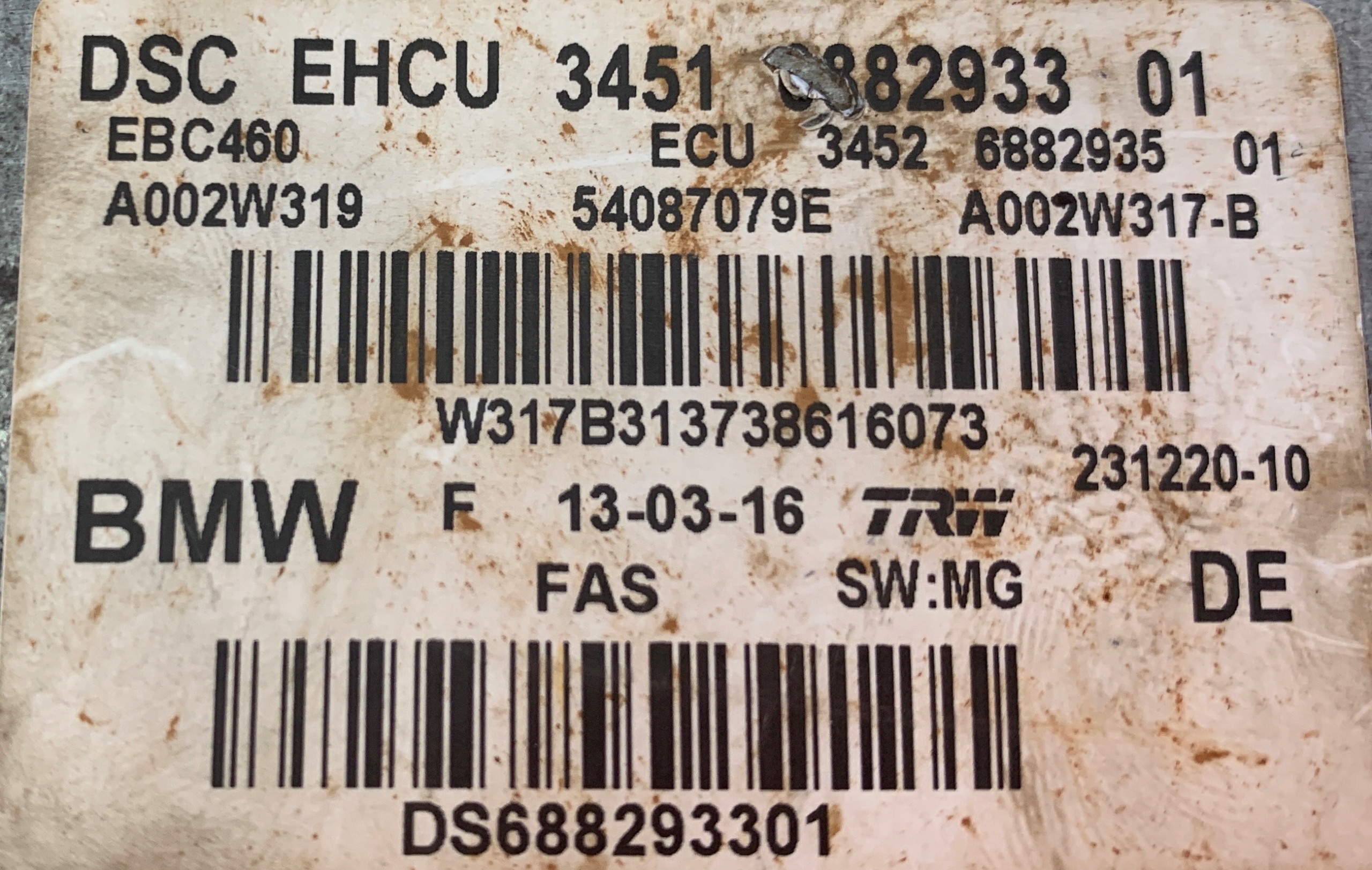 BMW 7 G11 G12 control unit POMPY ASB 6882933