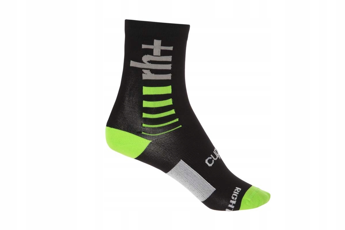 Skarpetki rowerowe kolarskie zeroRH+ Logo 15 czarno-zielone fluo S/m