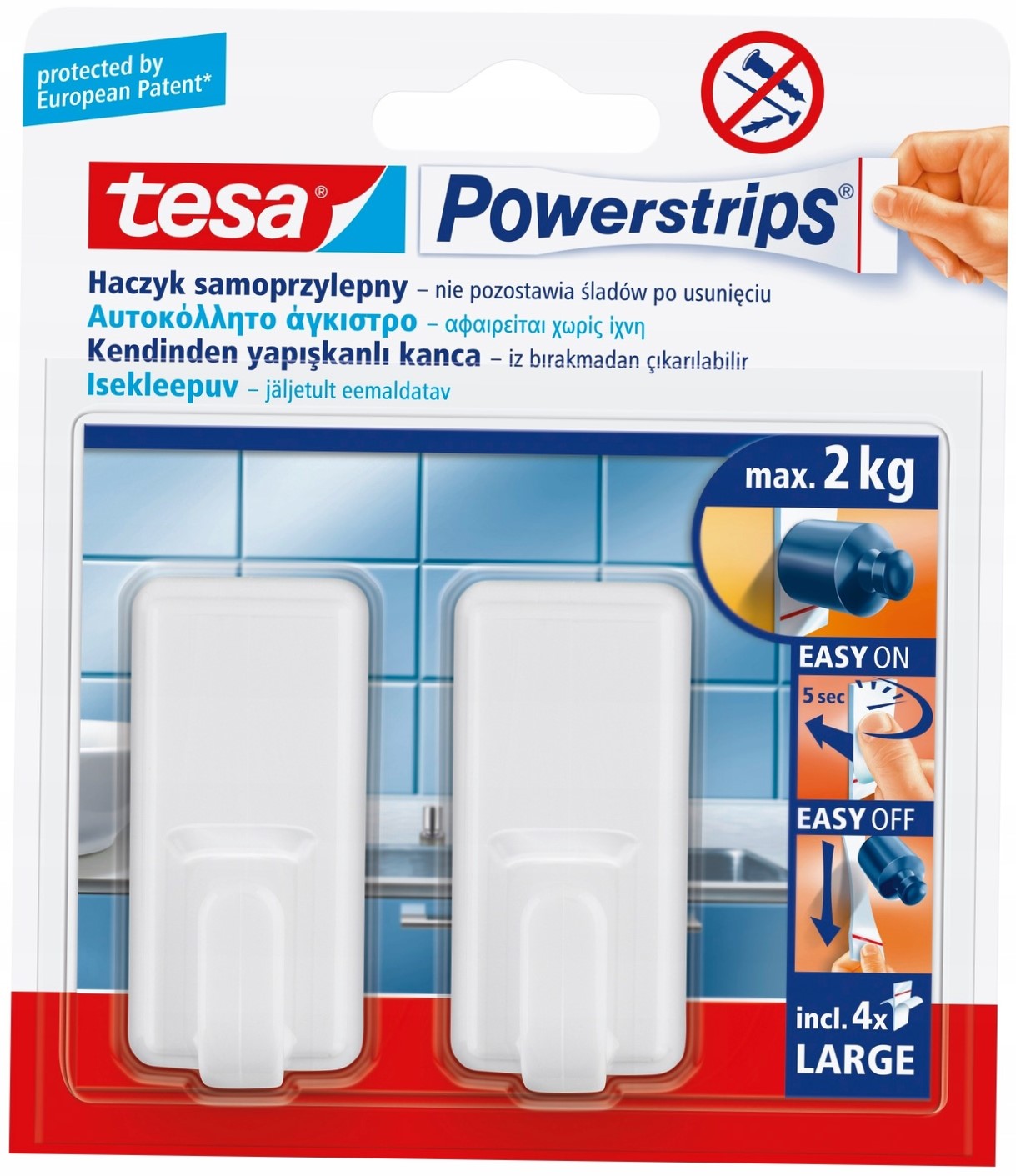 

Tesa Haczyki wieszaki samoprzylepne białe 2szt.