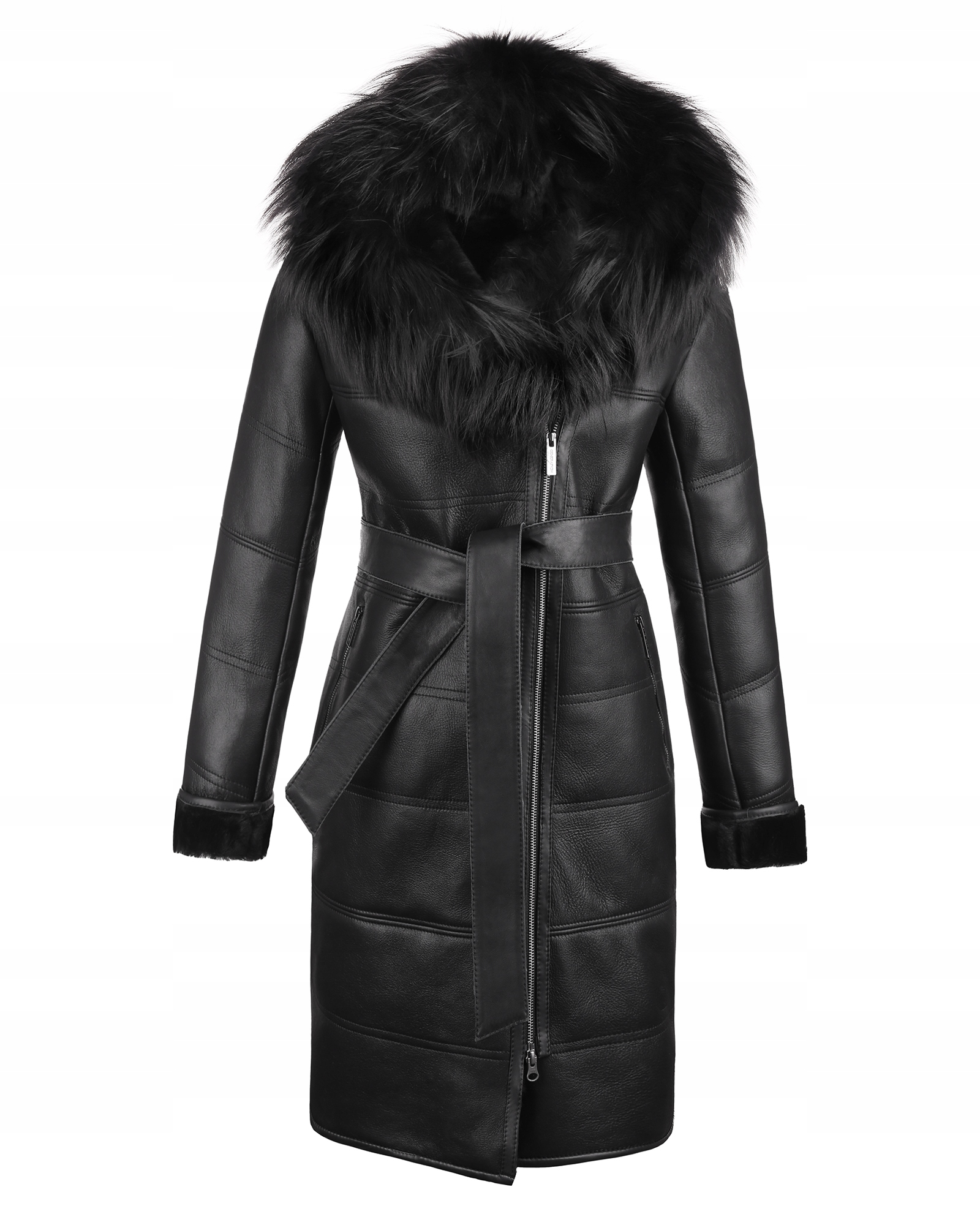 Dlouhý Dámský Kožený Kožich Saskia Černý XXXL/46