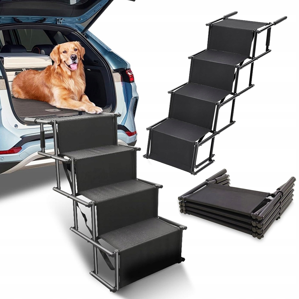 Levně Schody Pro Psa Kočku Zvířata Schůdky 80 Kg 4 Stupně Plošina Skládací Rampa