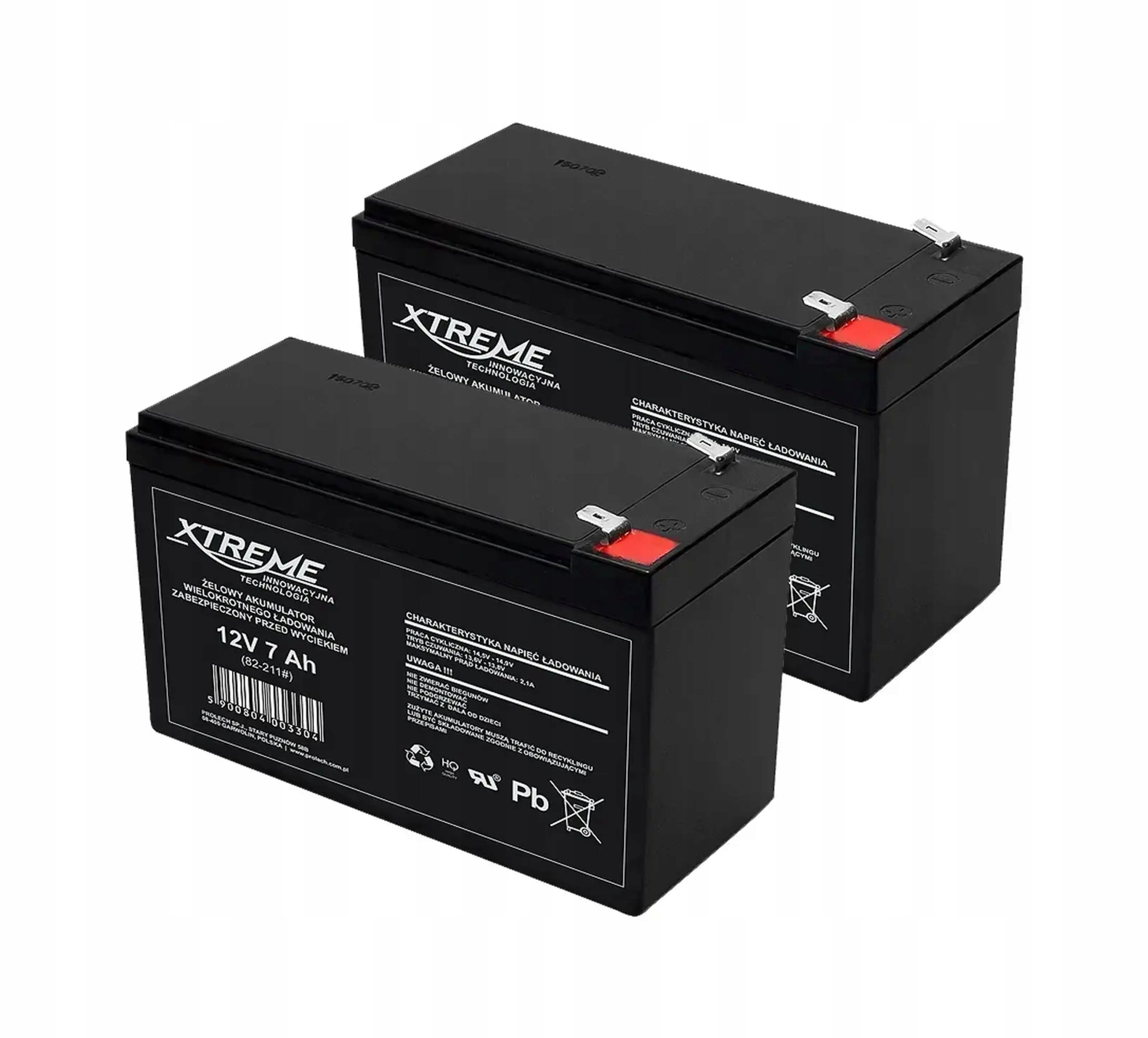 Akumulator Żelowy 2x 12V 7.0Ah Ups Alarm Brama Monitoring