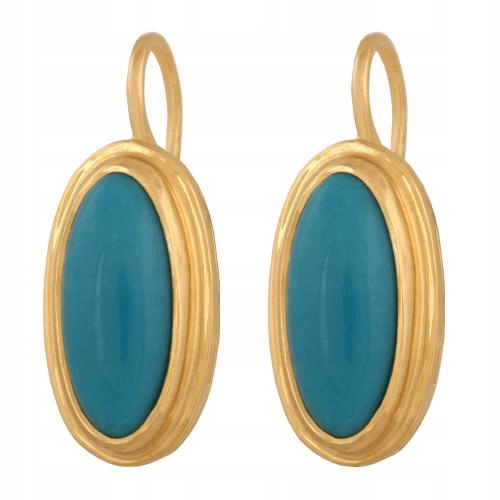 Náušnice vyrobené ze zlata ryzosti 585 s kamenem v tyrkysové barvě pro maminku