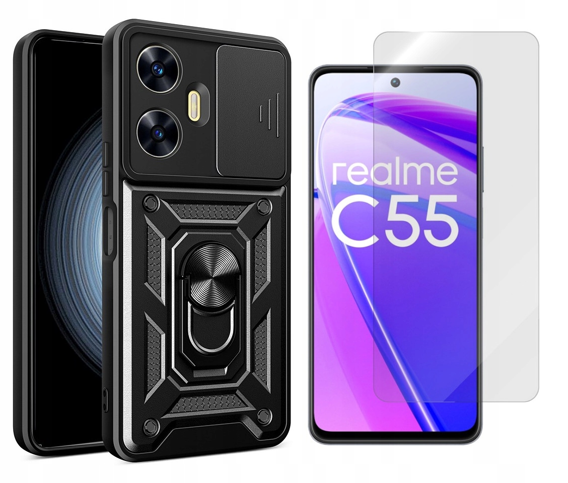 

Etui Camshield Pancerne do Realme C55 czar +szkło