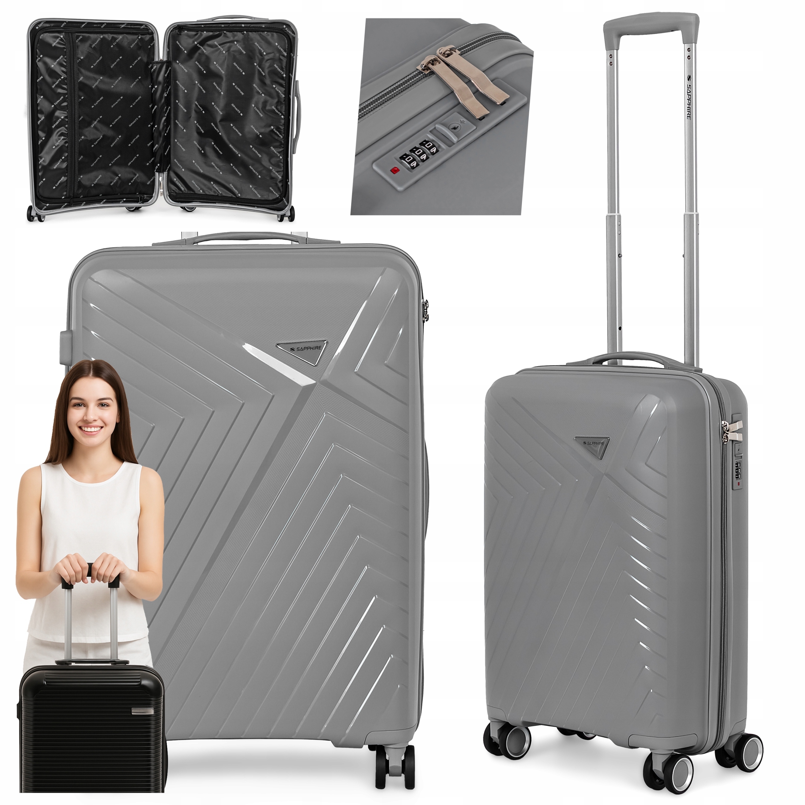 Walizka kabinowa Mała Lekka bagaż Podręczny L kółka Polipropylen mocna 50L