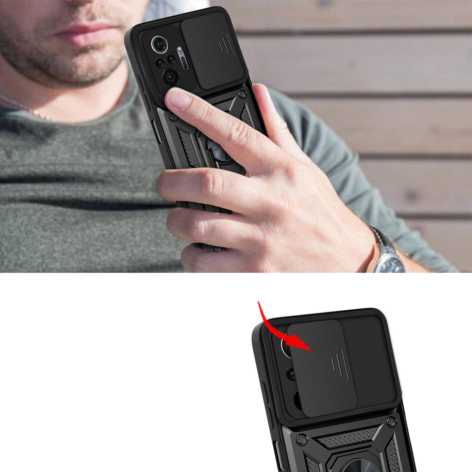 ETUI SLIDE RING DO XIAOMI REDMI NOTE 10 PRO +SZKŁO Kolekcja Slide Ring