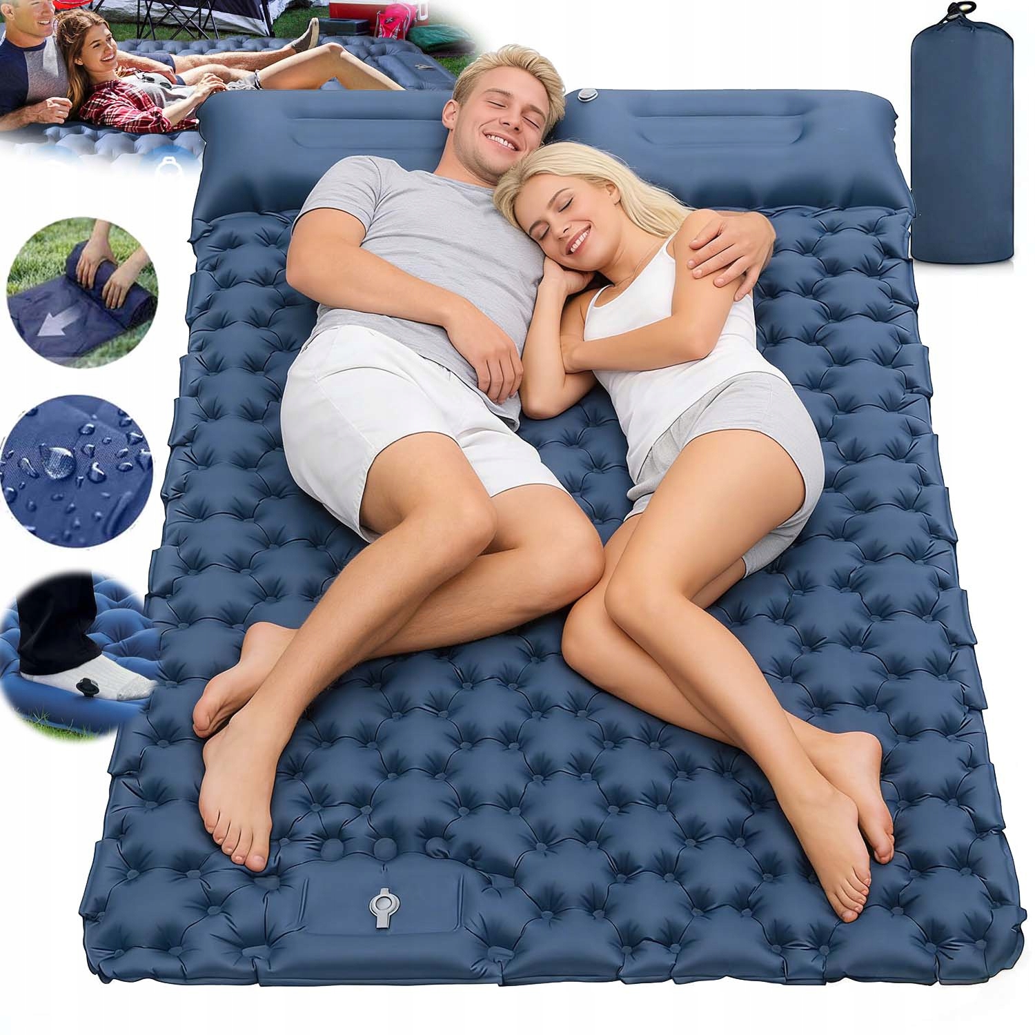 Samonafukovací Karimatka S Polštářem Kempingová Voděodolná 200X130X8CM