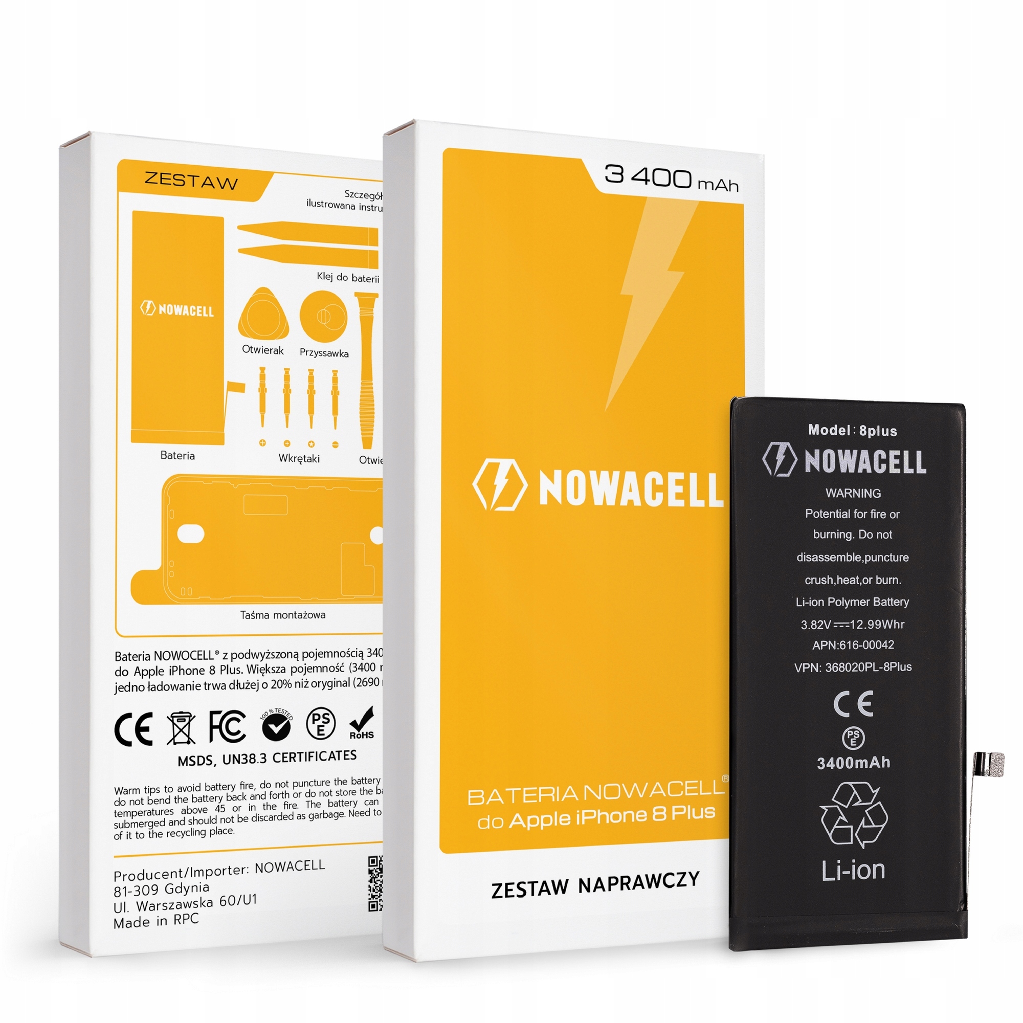 Bateria NOWACELL iPhone 8 Plus - większa pojemność Marka Inna