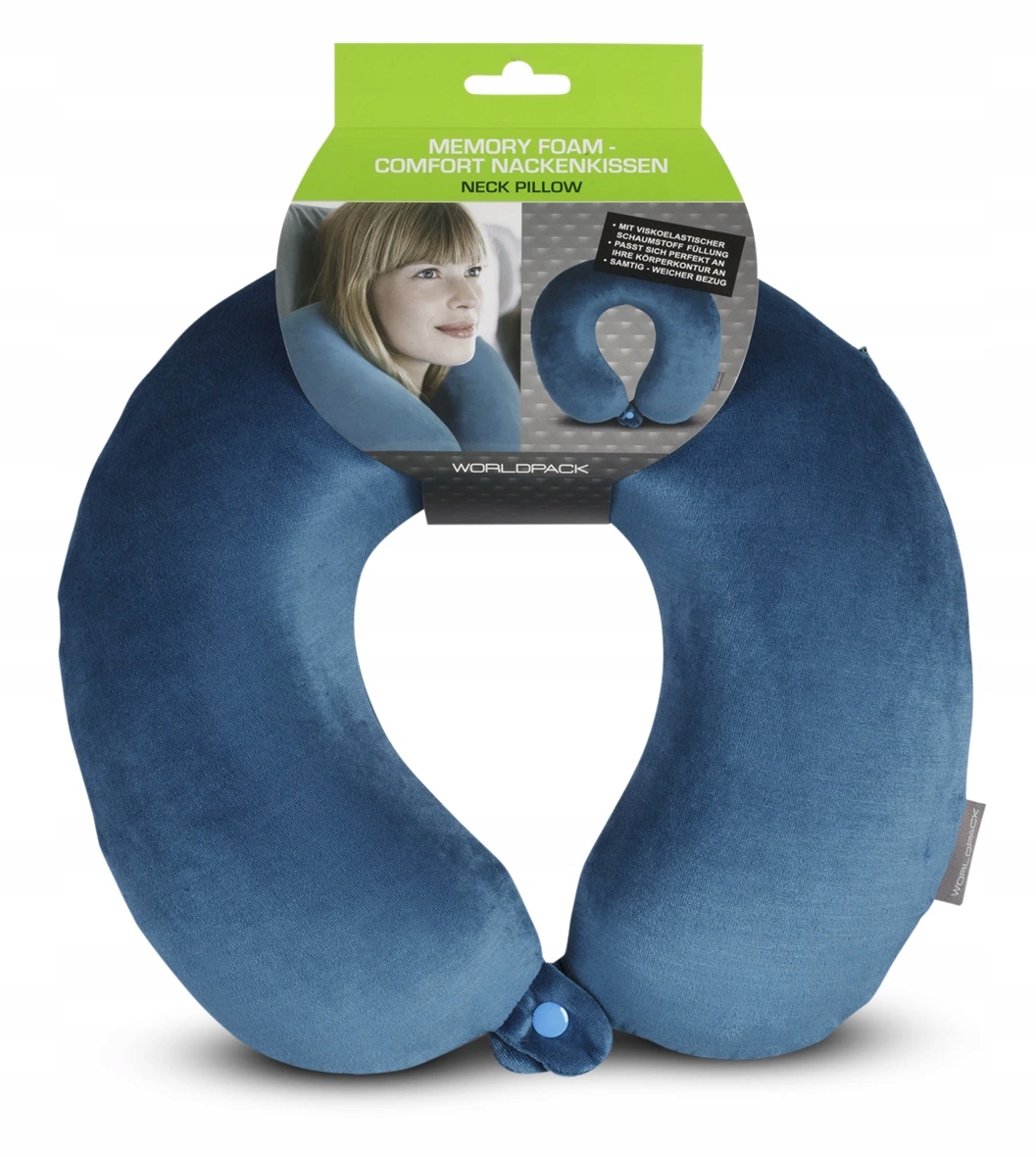 Worldpack Travel Pillow poduszka podróżna z pianki memory niebieska