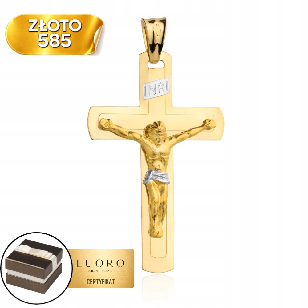 Zlatý Křížek 585 14K Dvoubarevný 42 MM Jemný Dárek