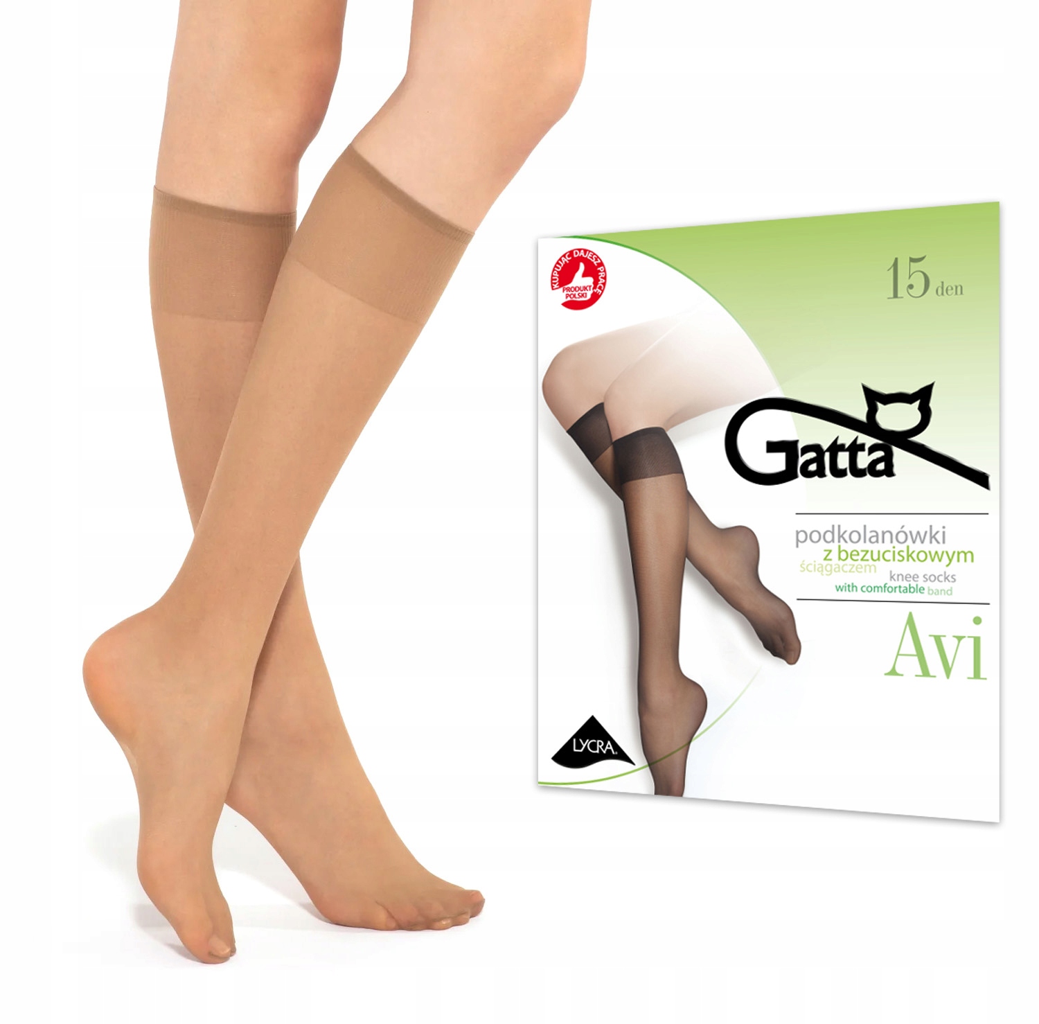 

Podkolanówki Lycra 2 Pary Gatta Avi 15DEN daino