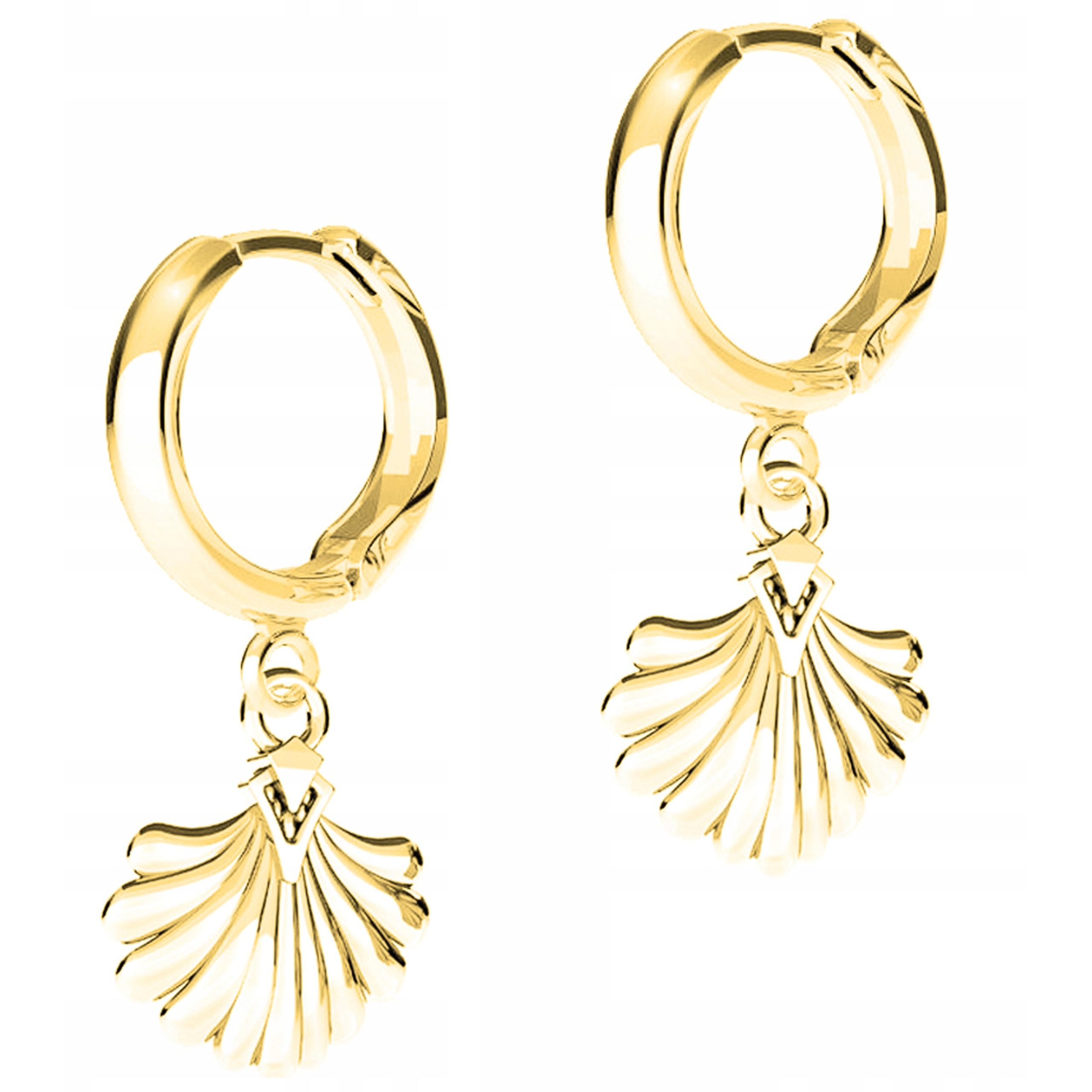 Zlaté Náušnice s mušlemi Mušle Oceán Pláž Stříbro 925