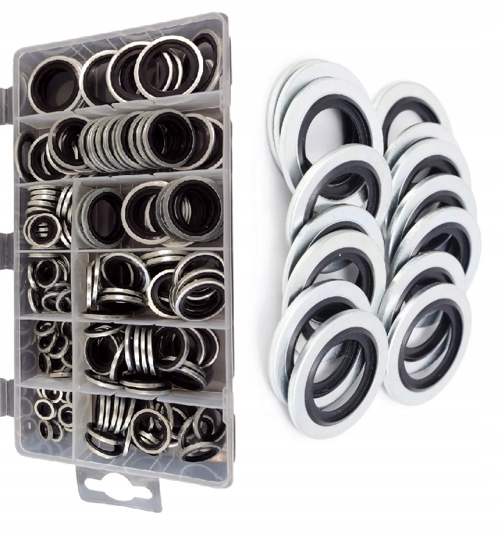 PODKŁADKI USZCZELNIAJĄCE PIERŚCIENIE METALOWO-GUMOWE ZESTAW 150SZT M6-M24