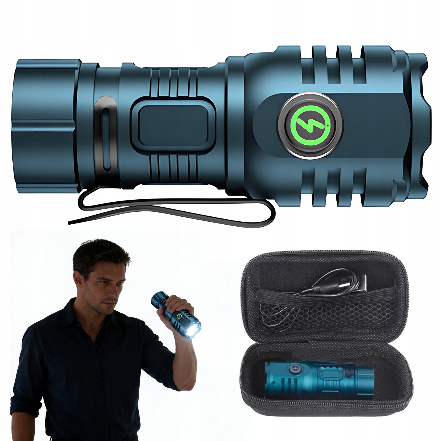 Latarka Led Usb Wodoodporna IPX6 8 Trybów Magnes Klips Outdoor Do Turystyki