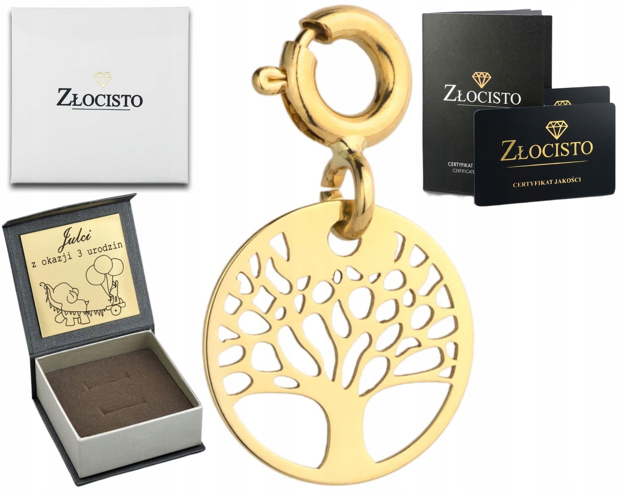 Zlatý Přívěsek Stromek Štěstí Gravírování