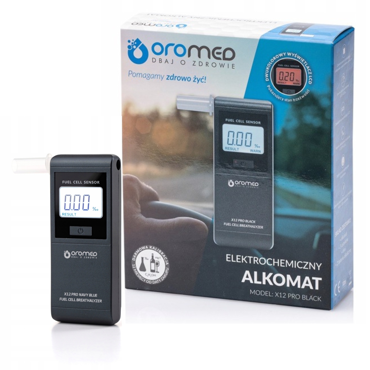 Oromed Alkohol Tester Elektrochemický X12 Platinový Senzor Náustky Kalibrácia 12M