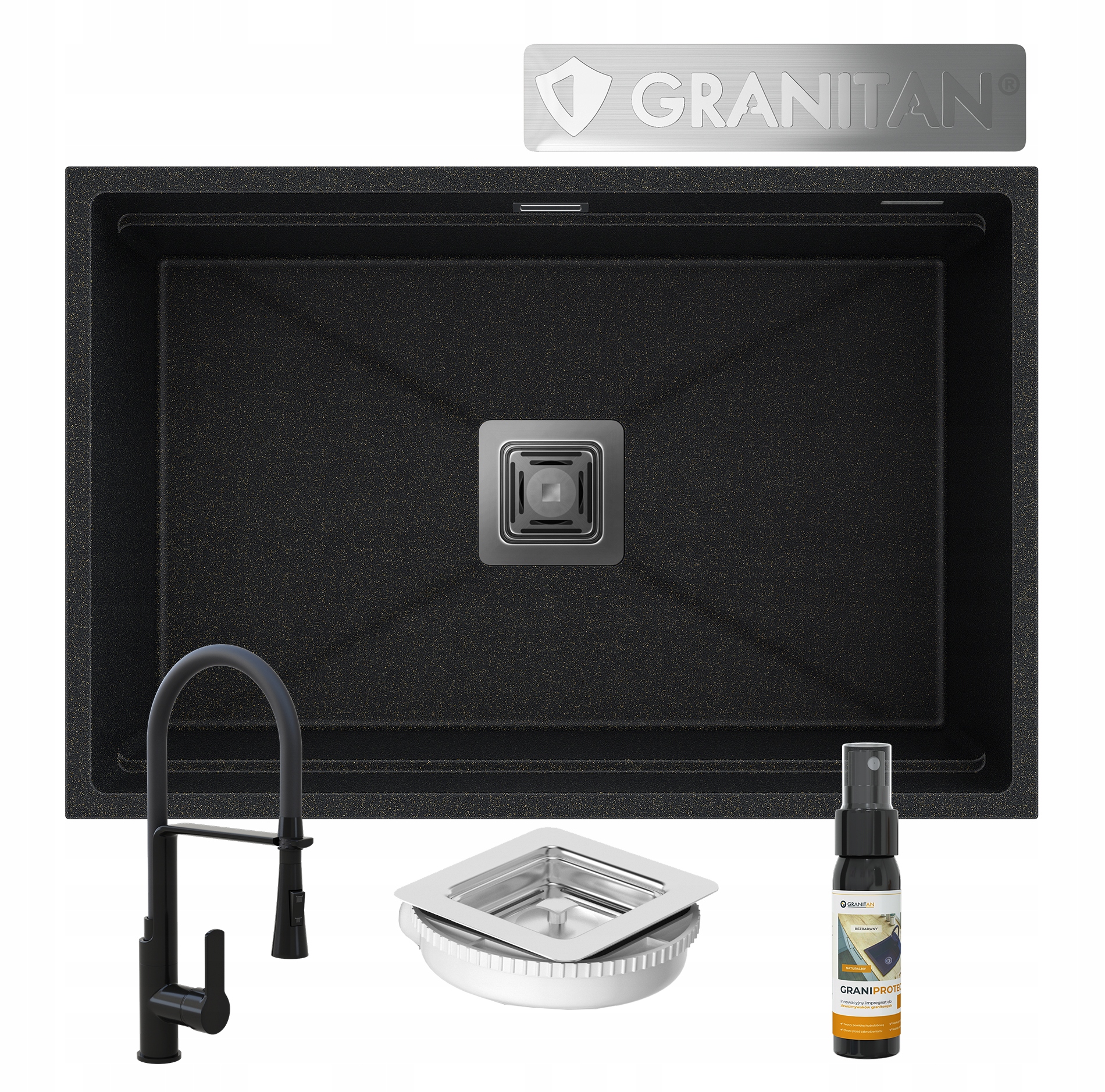 Dřez Granit Závěsný Zlatý 1KOM Kohout Sifon Epir