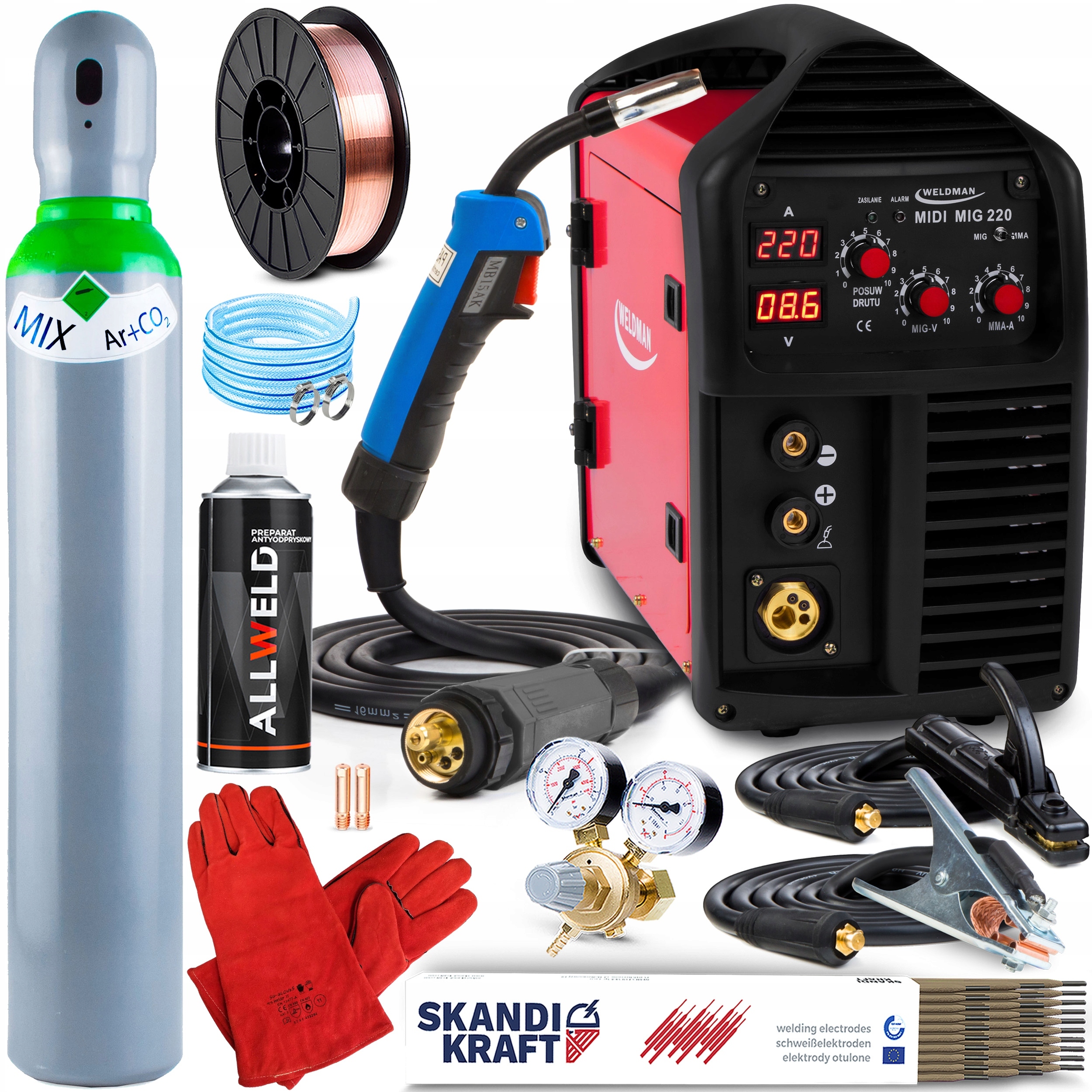 Invertorová Svářečka Inverter Weldman MIDI Mig 220 Mma Flux 230V 220A Igbt