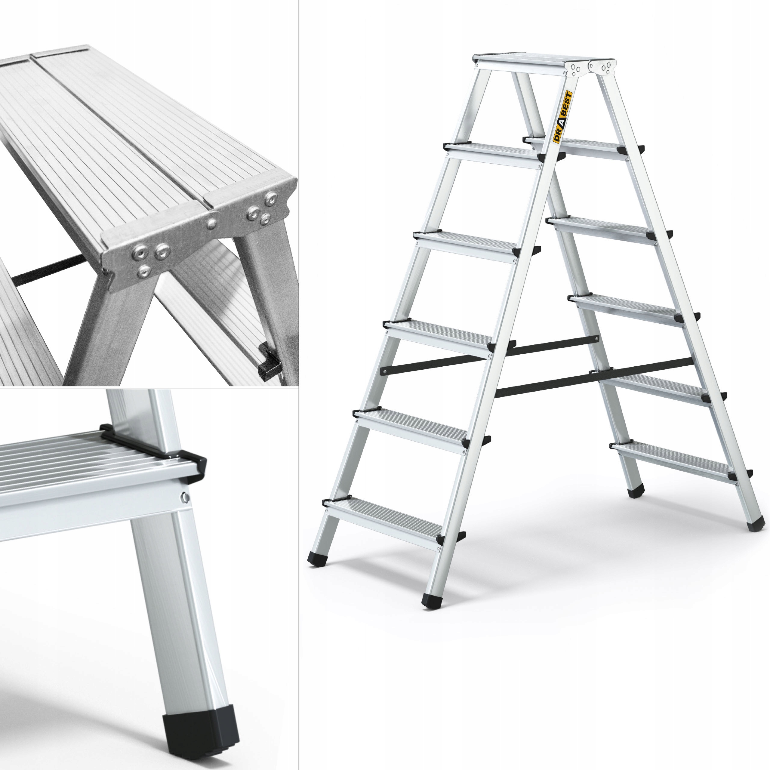 Hliníkový oboustranný domácí Žebřík 2x6 Drabest