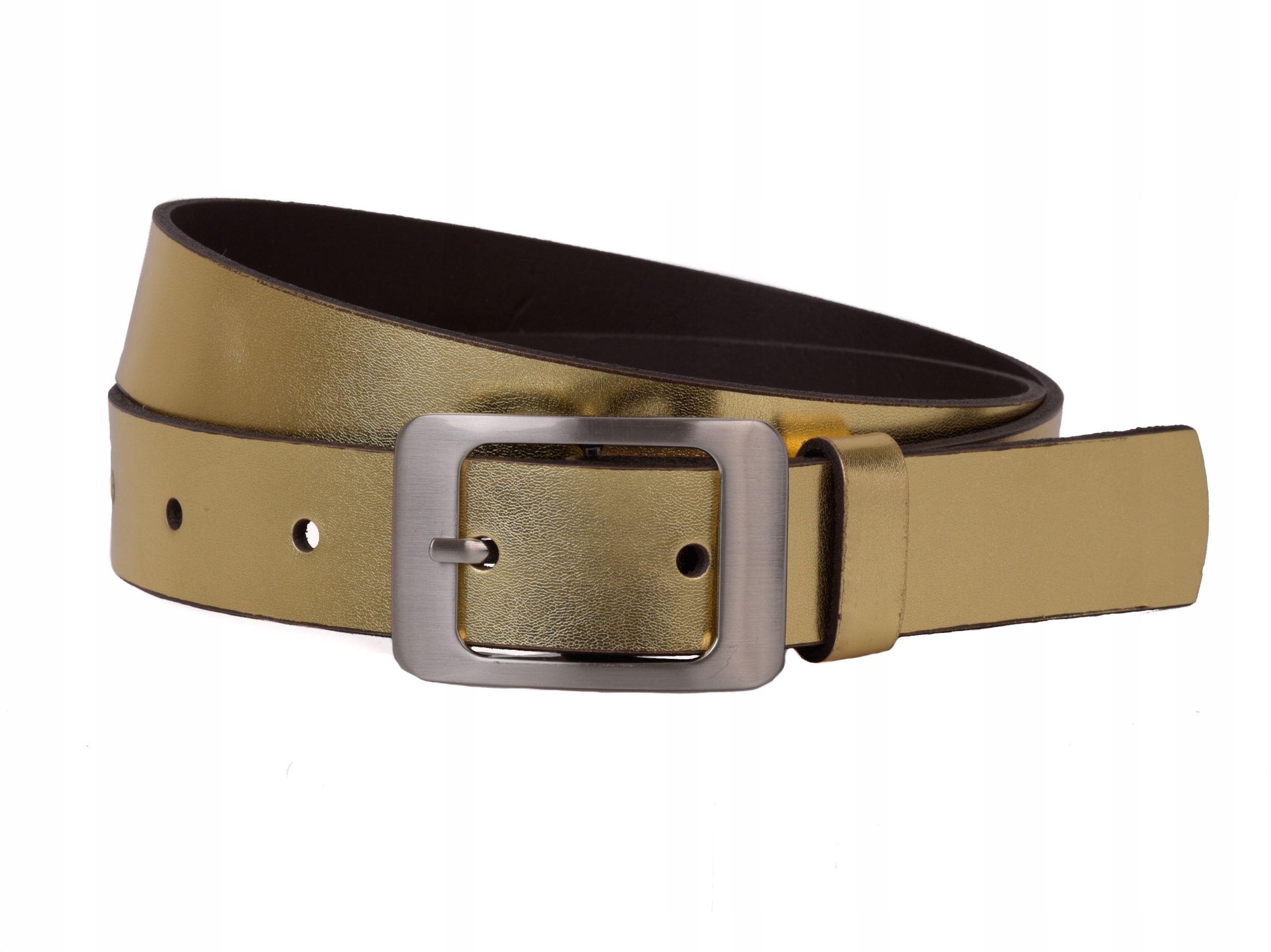 

Pasek damski Skóra Naturalna Złoto 3cm