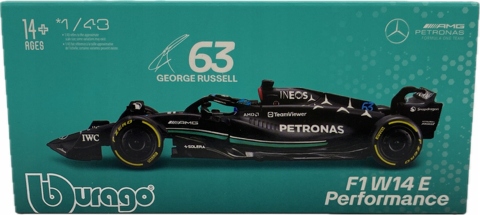 Bolid F1 Mercedes W14 Russel #63 Přilba BBurago 1:43