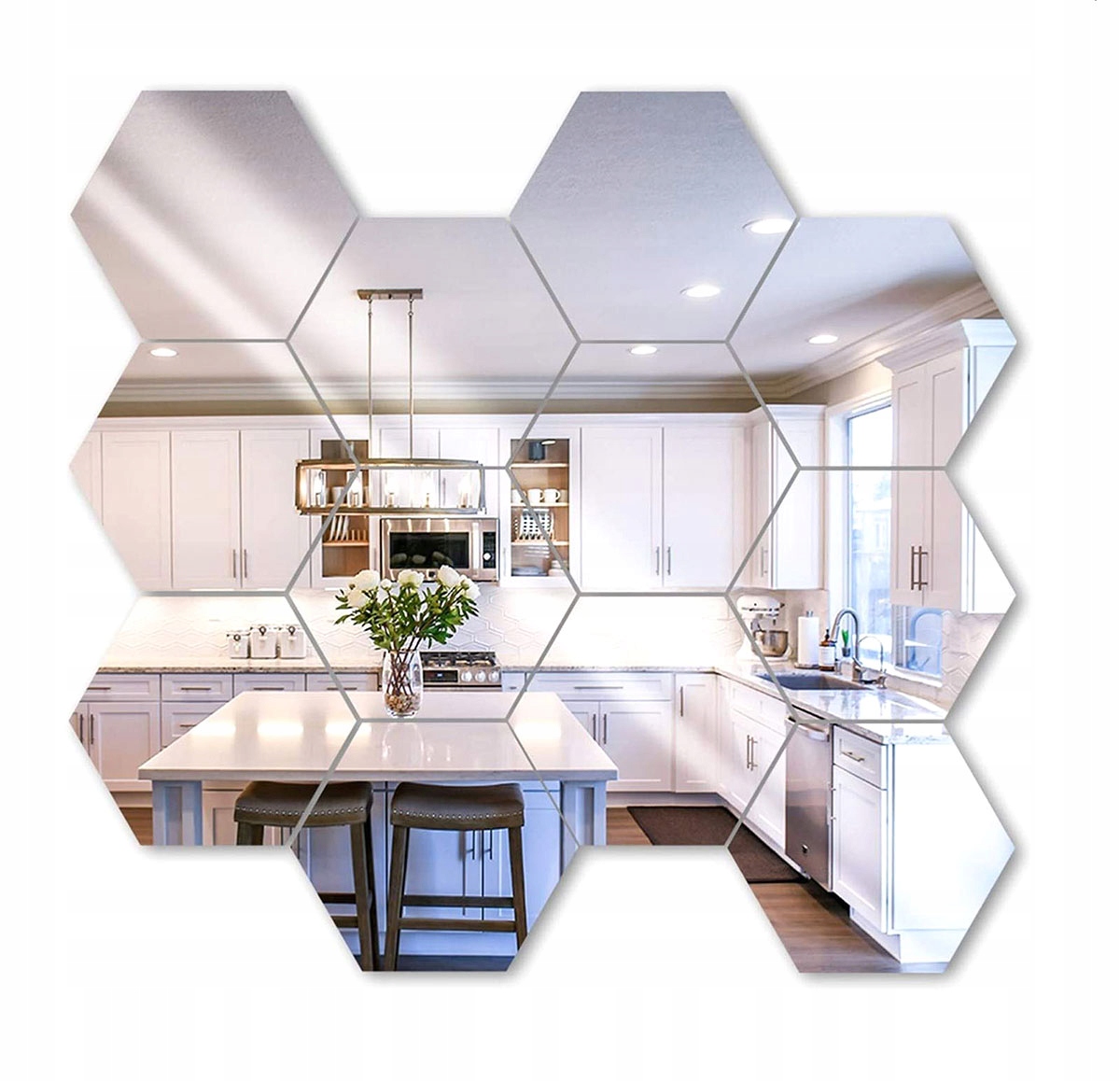 LUSTRO DEKORACYJNE NAKLEJKA NA ŚCIANĘ SAMOPRZYLEPNA SZEŚCIOKĄTY 12 AG543D Kod producenta APT_AG543D