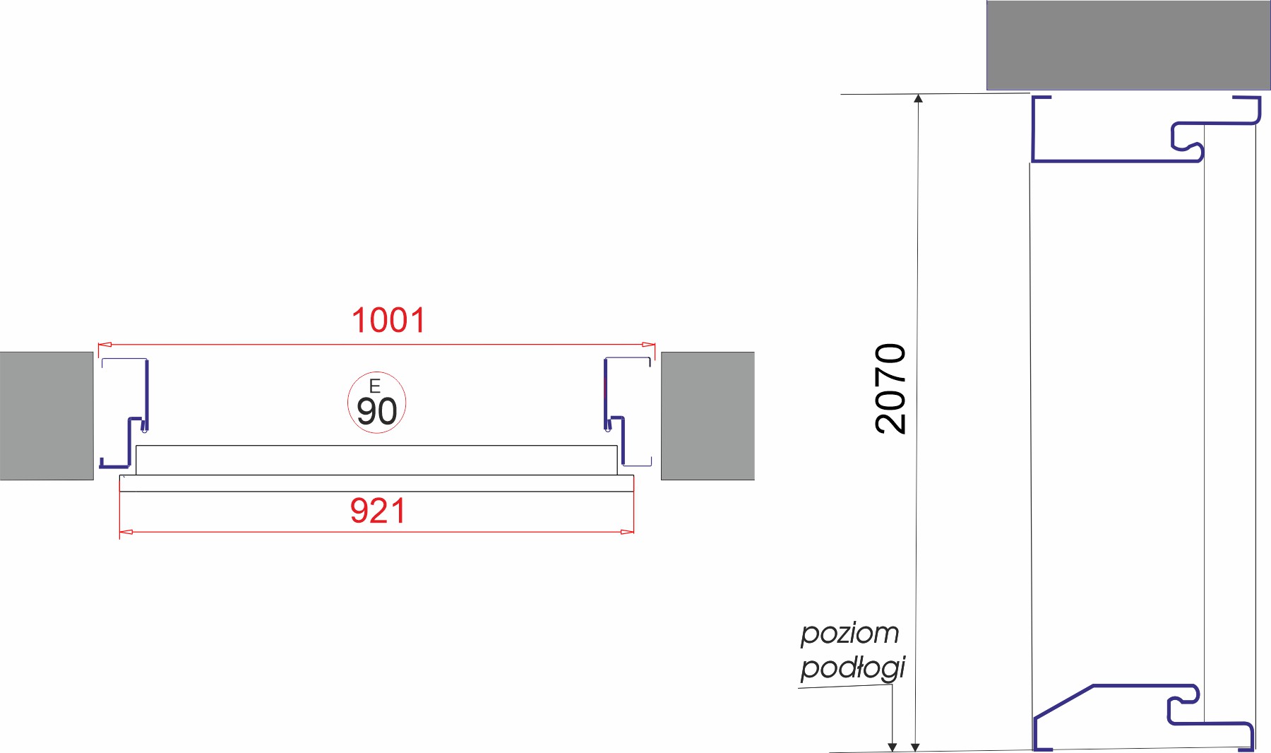 Drzwi wejściowe GEREDA 55mm Płaskie Złoty dąb Lewe 90 na zewnątrz Strona lewe