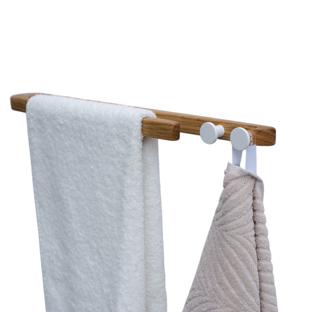 Loftový nástěnný dubový věšák do koupelny, minimalistický dřevěná rukojeť