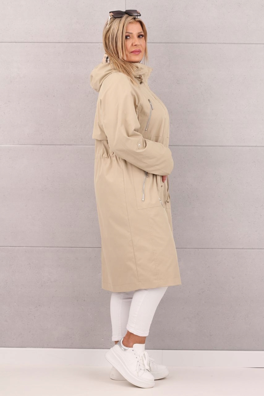 KURTKA PARKA DUŻE ROZMIARY PRZEJŚCIOWA DŁUGA TALIOWANA LUŹNA Rozmiar 44