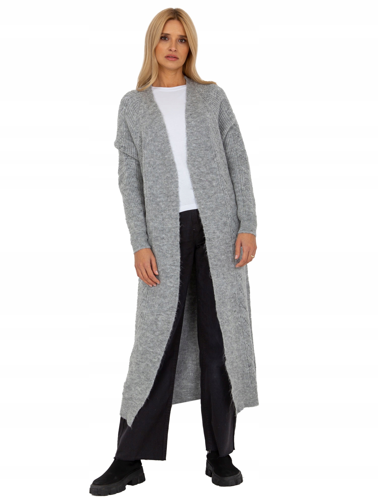 

Długi Kardigan maxi Sweter damski ażurowy wzór