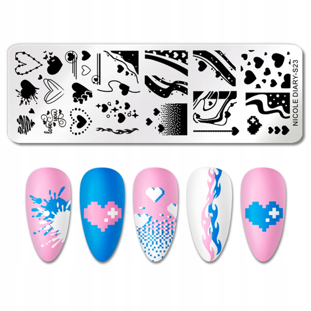 Płytka do Stempli do zdobienia Paznokci SERCE