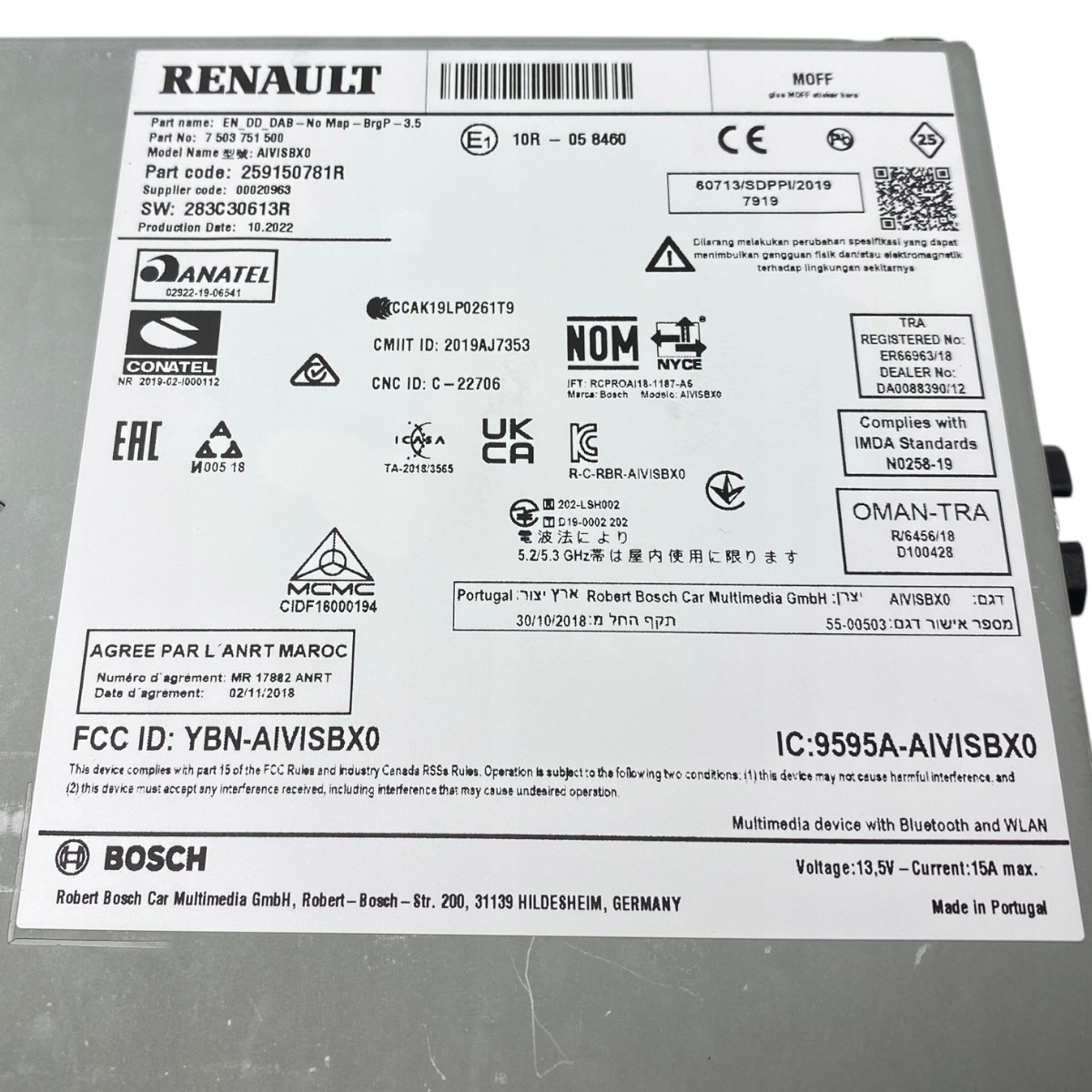 oe радио renault CLIO V CAPTUR II 259150781R