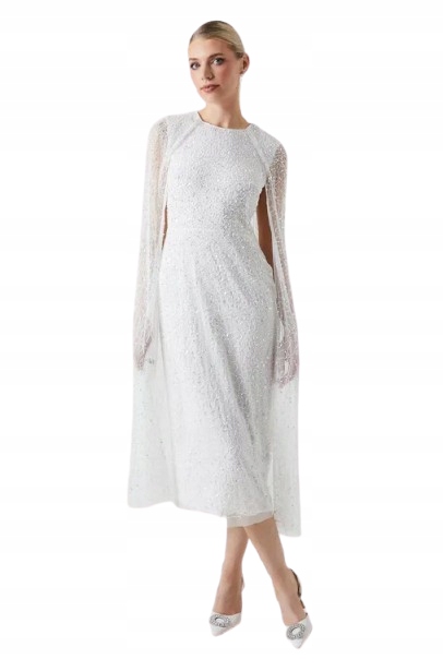 Coast Bílá Svatební Šaty S Tylovými Rukávy A Krajkou 42 1HKJ