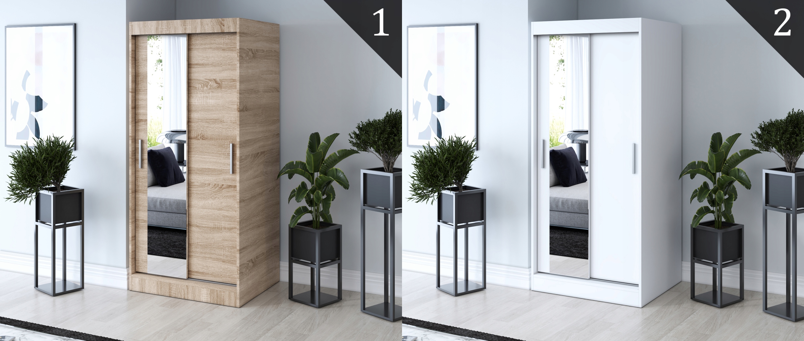 Szafa Przesuwna 90 ARTISAN Garderoba Lustro Kod producenta 90-LO