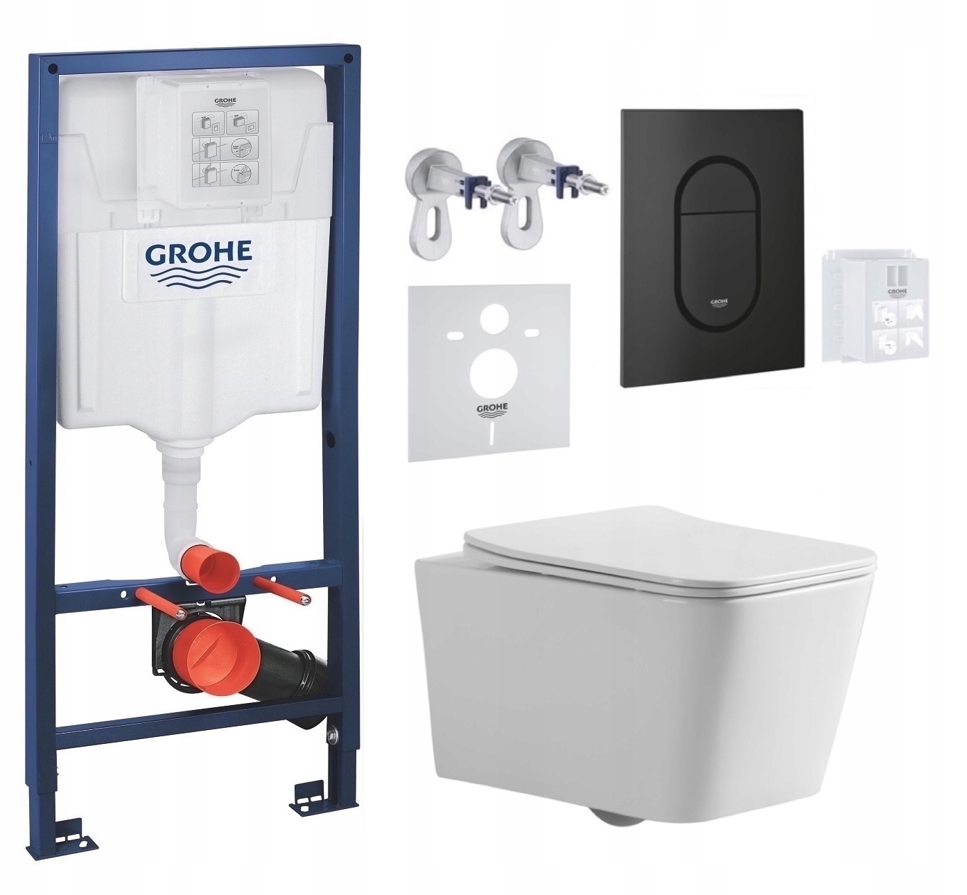 Grohe Wc rošt Rapid s Wc misou Bilovec Tornado a tlačidlom čierny mat