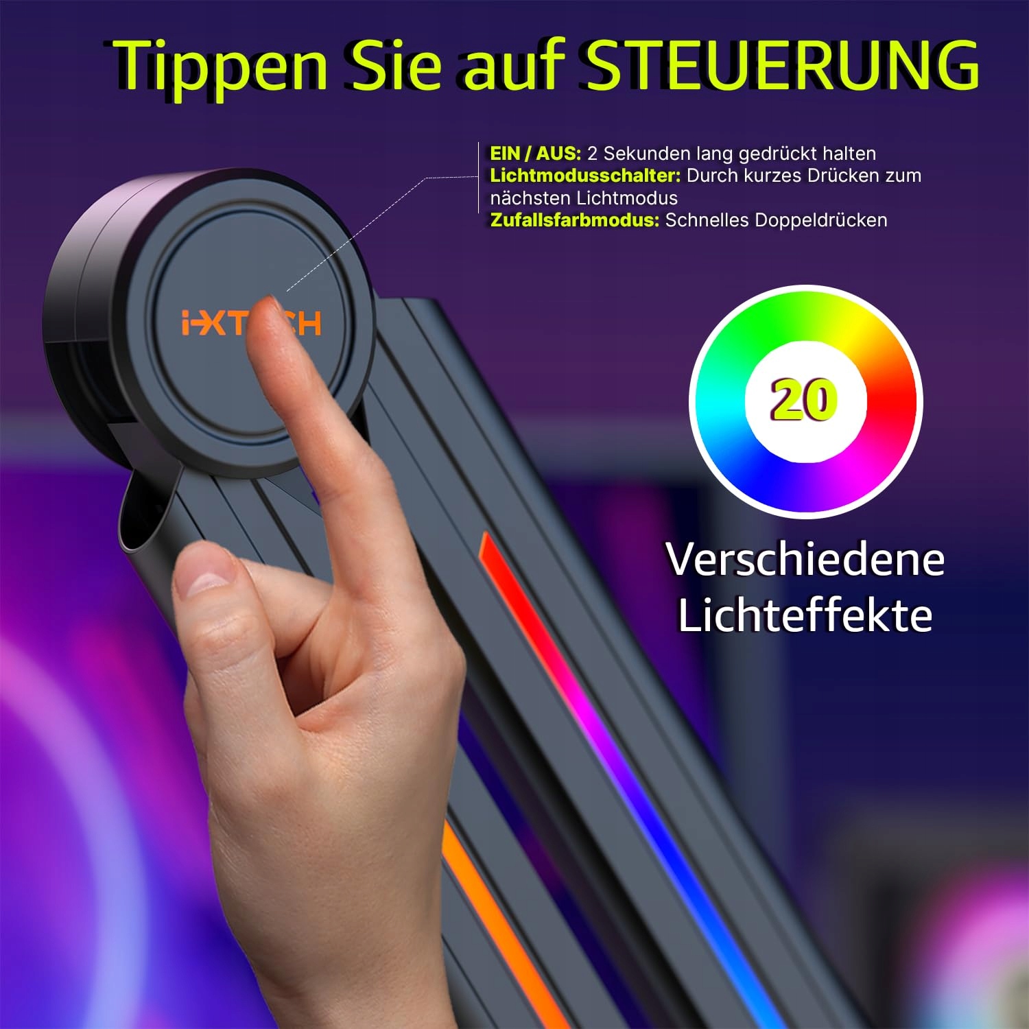 IXTECH RGB Wysięgnik Mikrofonowy Do Streamingu I Gier Regulowany Uchwyt — miniatura 3