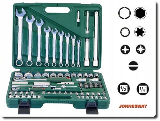 JONNESWAY SADA KĽÚČOV NÁSTRČNÝCH KĽÚČOV 1/4 1/2 82 KS