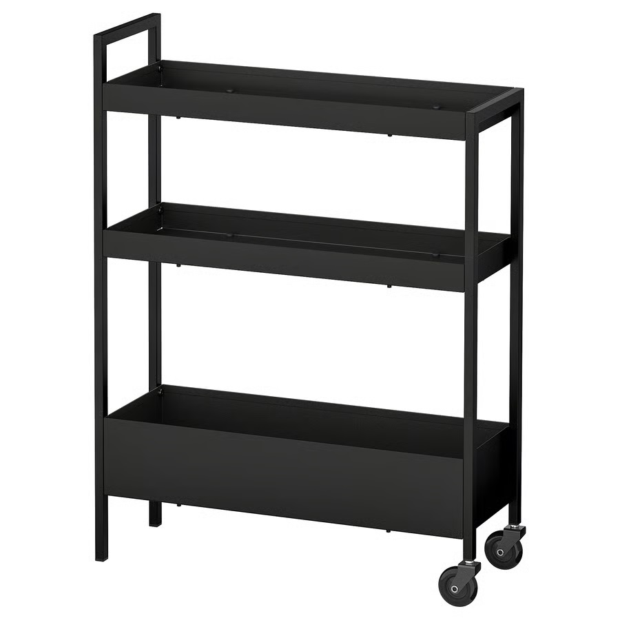 Ikea Nissafors Mobilní vozík, černý, 50.5x19x67 cm, ocel