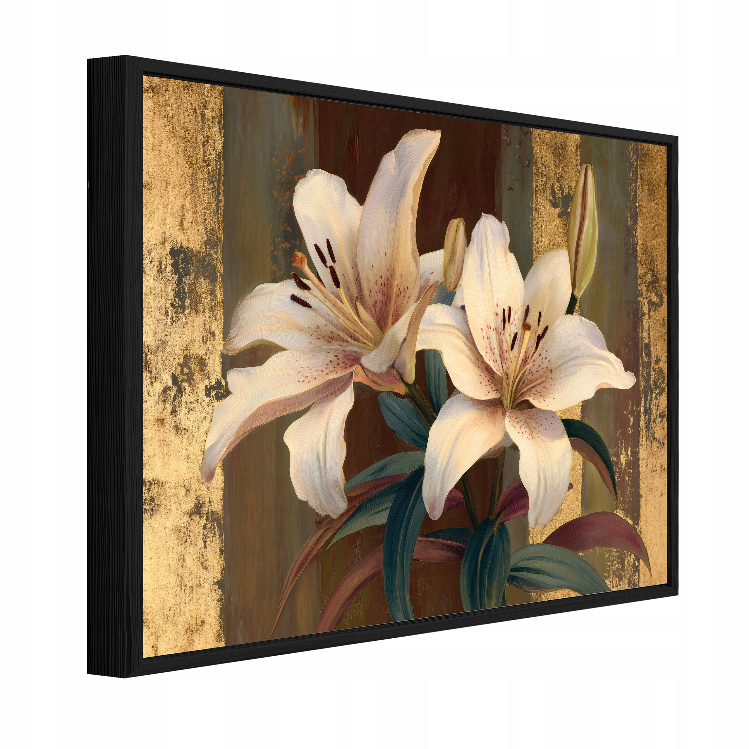 Obraz V Černém Rámu Na Plátně Květiny Vintage Obývací Pokoj Ložnice 90x60